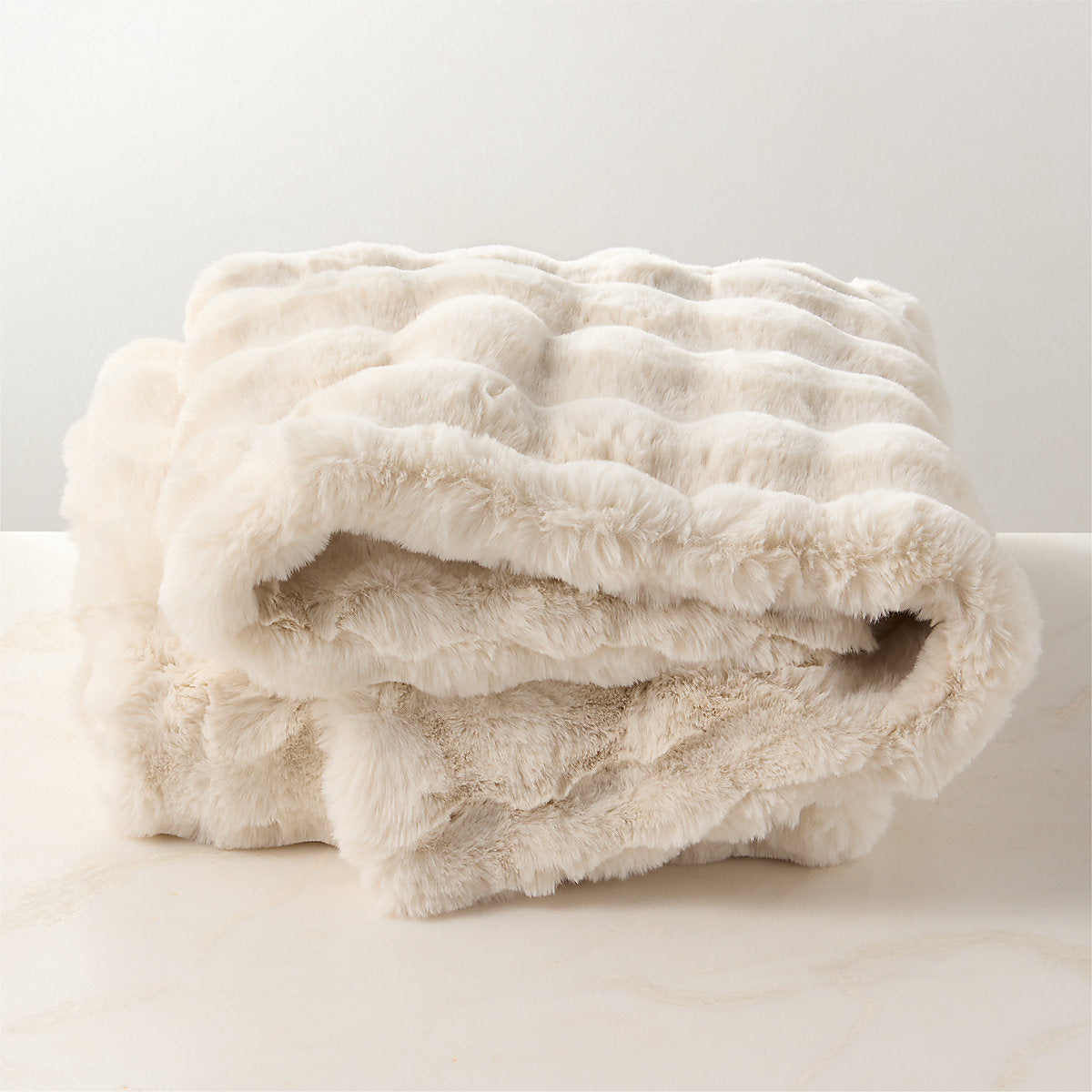 Farleigh Warm White Faux Fur Throw Pillow Cover 20inx20in