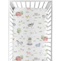 Farm Animals Baby Boy Girl Fitted Mini Portable Crib Sheet For Portable Crib Watercolor Farmhouse Horse Cow Sheep Pig