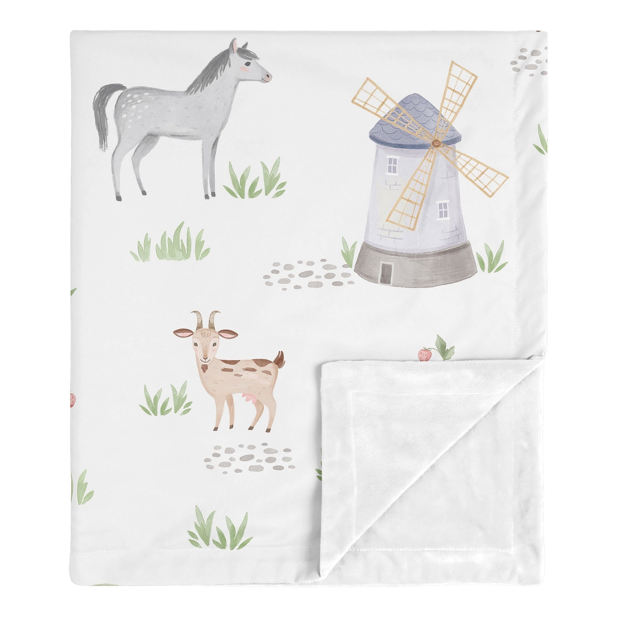 Farm Animals Collection Boy Girl Baby Receiving Security Swaddle Blanket Watercolor Farmhouse Horse Cow Sheep Pig
