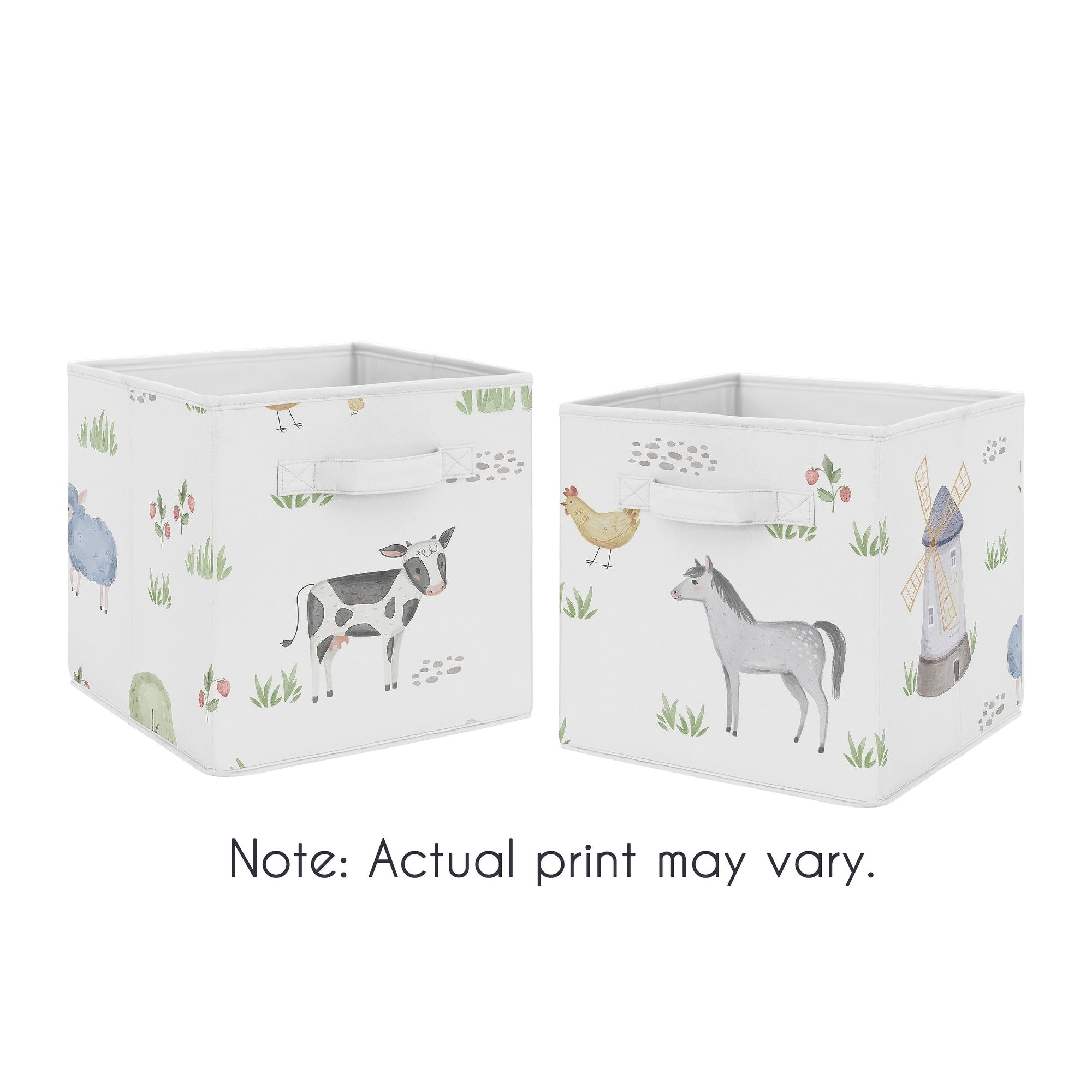 Farm Animals Collection Foldable Fabric Storage Bins Watercolor Farmhouse Horse Cow Sheep Pig