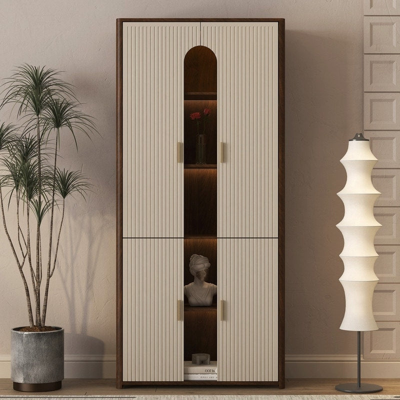 Farmehouse Display Bookcase With Led Lights Display Case For Living Room Bedroom