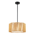 Farmhouse 1 Light Drum Pendant Light With Woven Shades Black