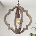 Farmhouse Antique Wood Lantern Pendant Lighting Fixture 1 Light D 16 X H 17.5