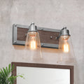 Lnc 2 Light Wood Wall Sconces Aged Silver Bathroom Vanity Wall Lights