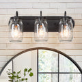 Modern Mason Jar 3 Lights Bathroom Wall Vanty Lighting W19.25 E7.5 H8.5