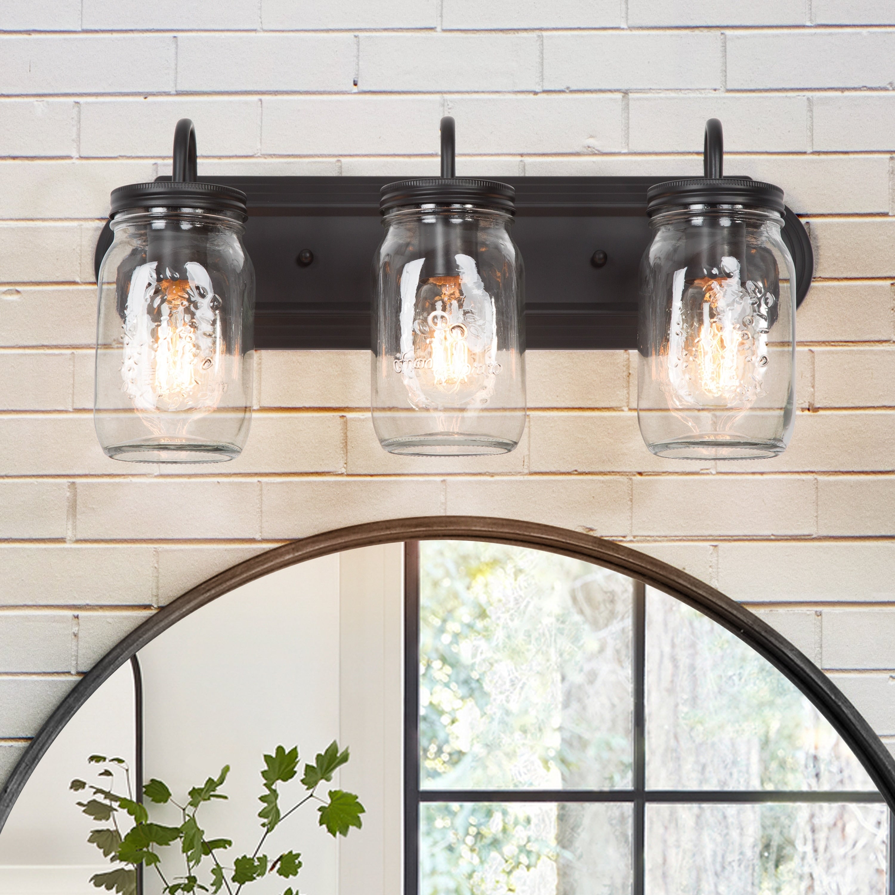 Modern Mason Jar 3 Lights Bathroom Wall Vanty Lighting W19.25 E7.5 H8.5