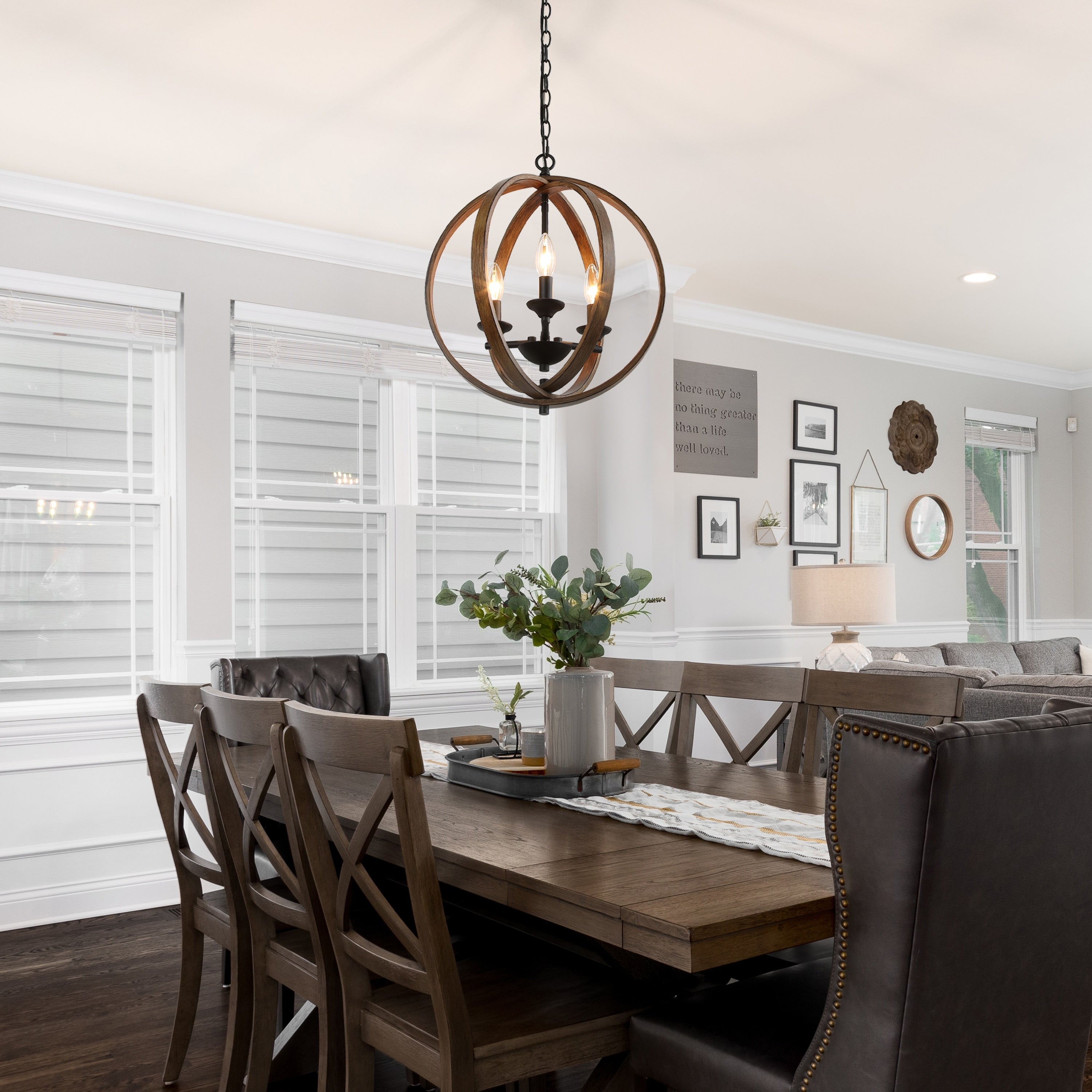 Modern Brown Chandelier With 3 Lights Pendant Lighting For Kitchen Island N A