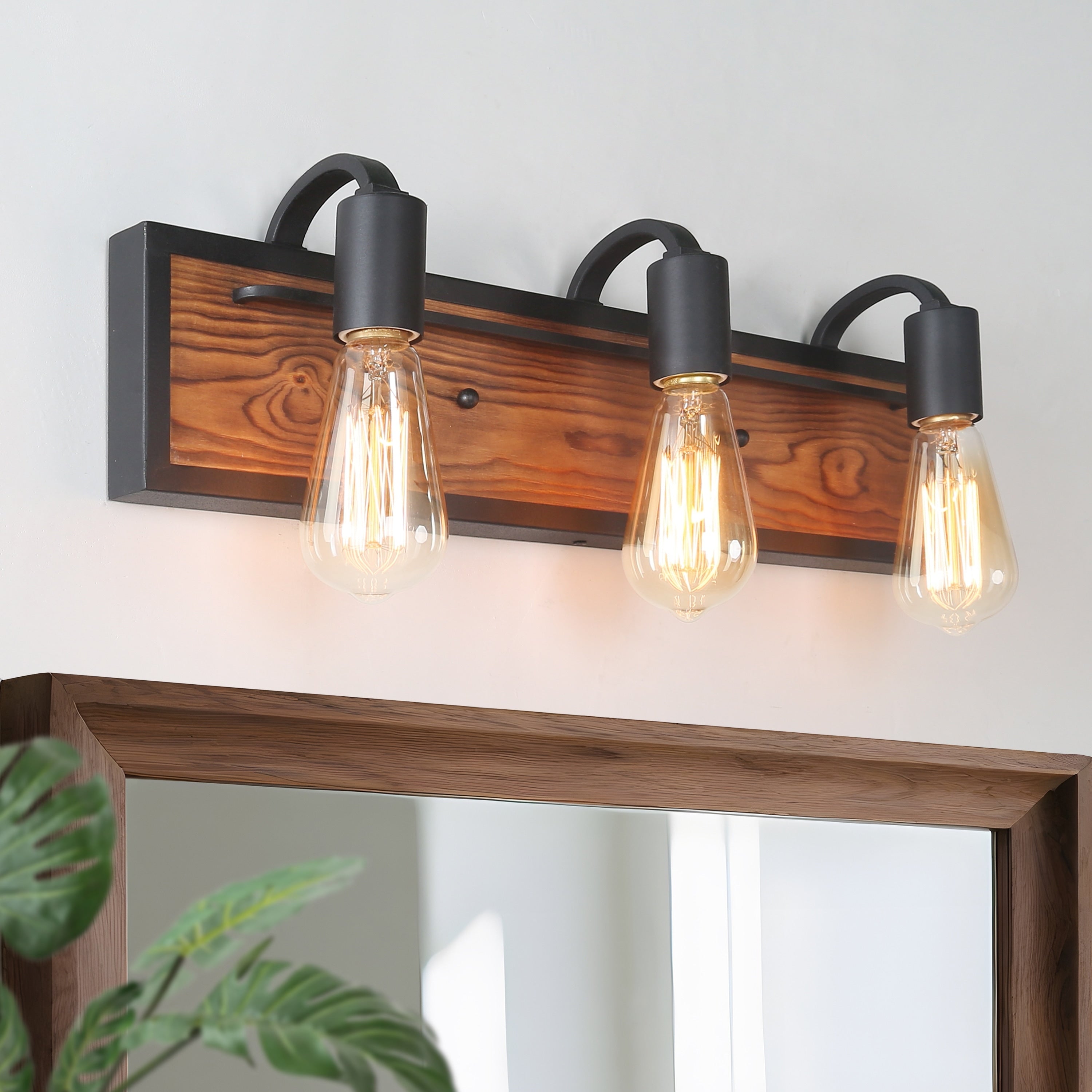 Marni 3 Light Rustic Wood Wall Sconces