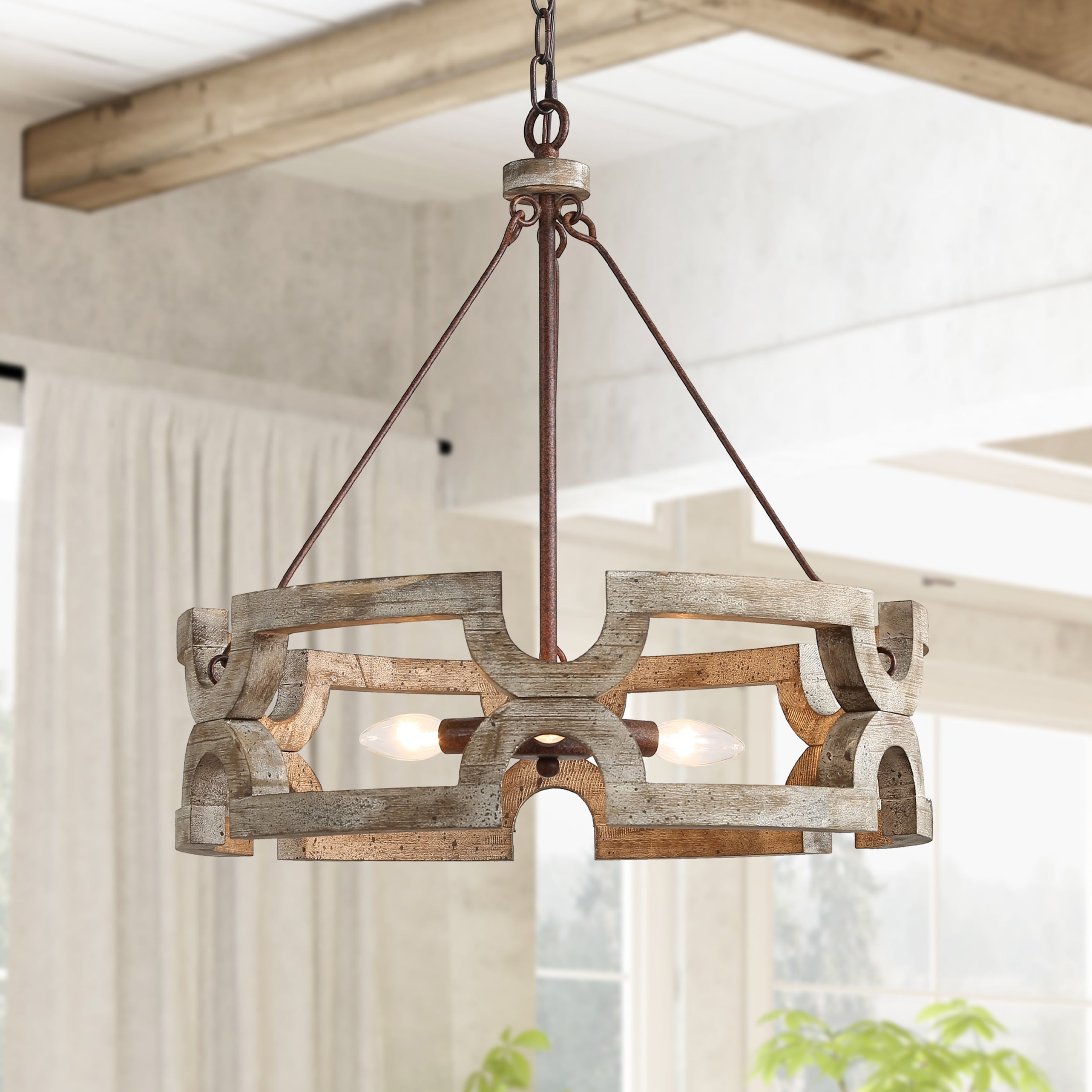 The Gray Barn Maplehurt Farmhouse Chandelier With Drum Hanging Lighting For Kitchen Island