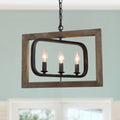 3 Lights Farmhouse Kitchen Pendant Lighting With Wood Metal Adjustable Frame L17 Xw13.5 Xh14.5