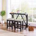 Farmhouse 3 Piece Counter Height Dining Table Set With Usb Port And Upholstered Stools