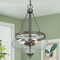 Modern Pendants Hanging Ceiling Fixture Faux Wood 3 Lights L12.6 Xw12.6 Xh20.5