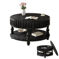 Farmhouse 31.49 Round Coffee Table With Storage And Flip Top Lids For Rustic Living Room Organization And Style