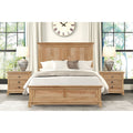 Farmhouse 3Pc Natural Oak Finish Bed Two Nightstands Bedroom Set