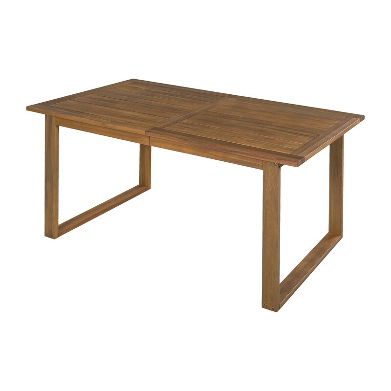 Farmhouse 4 Person Acacia Wood Outdoor Dining Set With Adjustable Legs For Backyard Garden Poolside