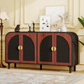 Farmhouse 4 Door Buffet Cabinet Cabinet With Adjustable Shelves Solid Wood Leg