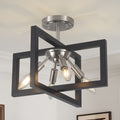Farmhouse 4 Light Metal Frame Semi Flush Mount Ceiling Light For Bedroom Hallway