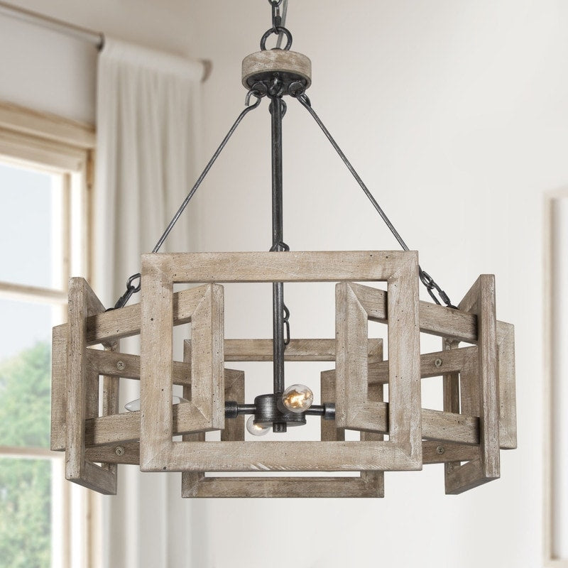 Mid Century Drum Chandelier 4 Lights Hanging Pendant Lighting L20 Xw20 Xh23.5