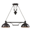 Farmhouse 44 Inch Wide 2 Light Linear Chandelier In Oiled Bronze 44In W X 13In D X 11In H