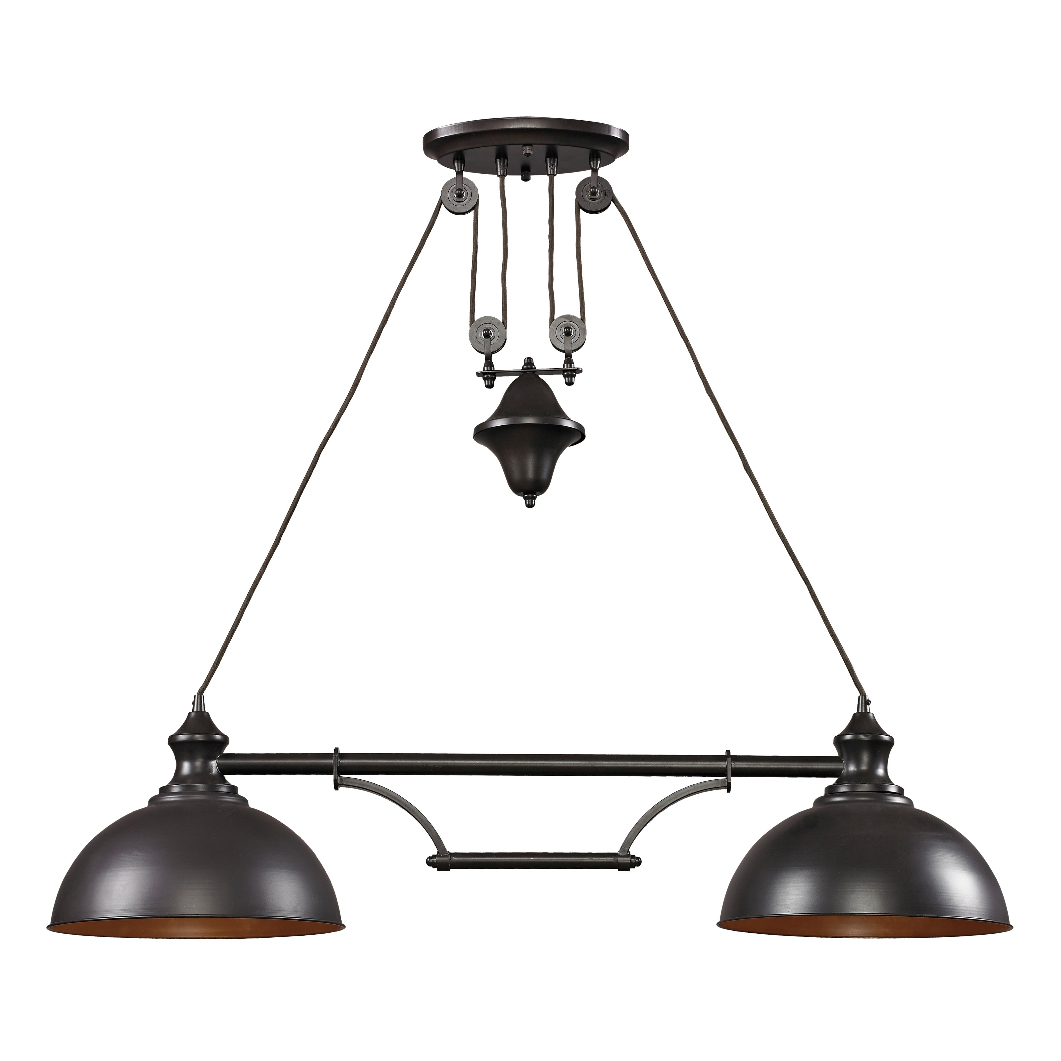 Farmhouse 44 Inch Wide 2 Light Linear Chandelier In Oiled Bronze 44In W X 13In D X 11In H