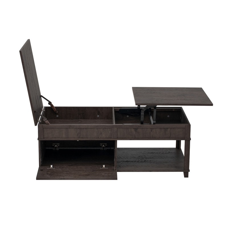 Farmhouse 46.93 Lift Top Coffee Table With Open Shelf For Stylish Living Room Storage