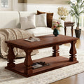 Farmhouse 47.24 Coffee Table With Heavy Planked Top And Storage For Rustic Living Room Style
