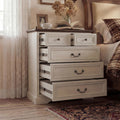Farmhouse 5 Drawer Chest With Anti Tip Device Rustic Wooden Dresser For Bedroom 36.3 Tall Storage Cabinet