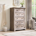 Farmhouse 5 Drawers Dresser Wood Rustic Chest Of Drawers For Bedroom