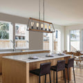 Farmhouse Antique Wood Island Chandelier Linear Hanging Ceiling Lighting For Kitchen L 30.7 W 10.2 H 21.6
