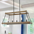 Farmhouse 5 Lights Linear Island Chandelier Hanging Rod Ceiling Pendant For Dining Room L 30 X W 12 X H 12.5