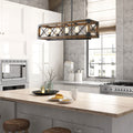 Farmhouse 5 Light Rectangle Wood Chandelier Island Kitchen Light L31.5 Xw10 Xh10