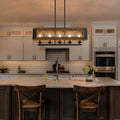 Farmhouse Wood Chandelier Rust Kitchen Island Lighting For Dining Room W31.9 X E10.6 X H10.2