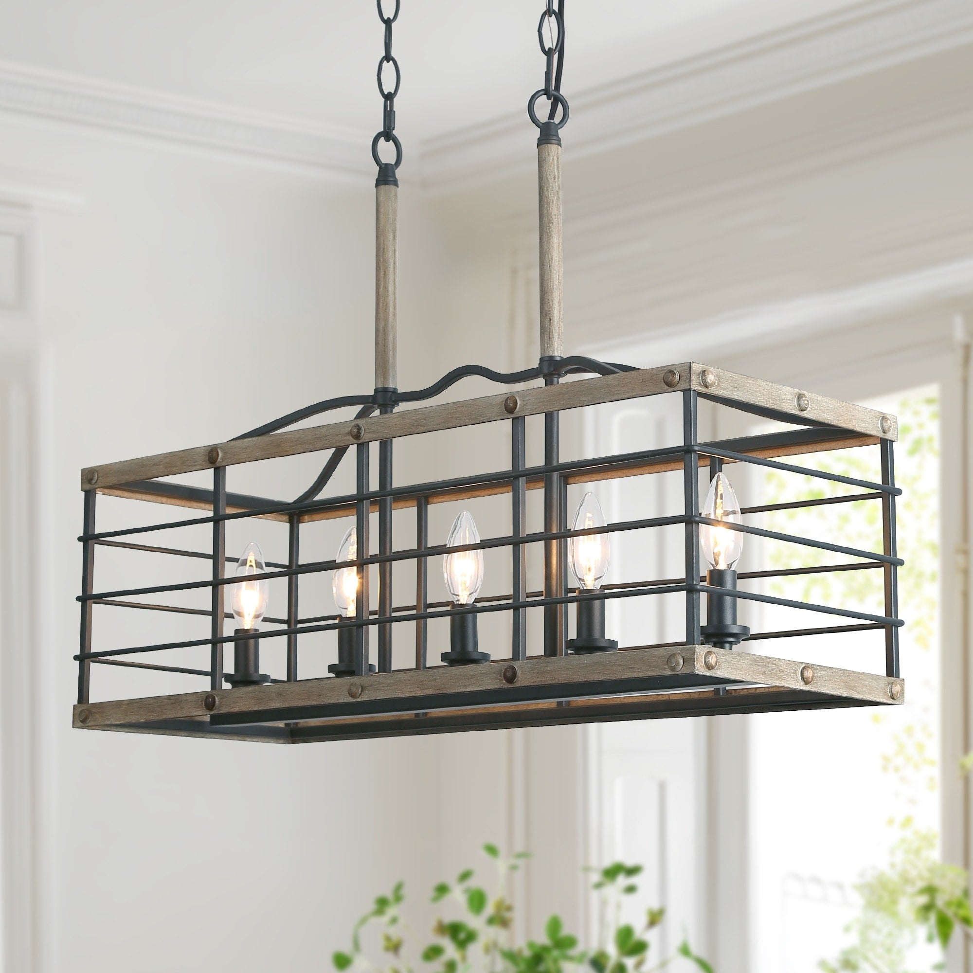 5 Light Farmhouse Kitchen Cage Island Lighting