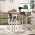 Farmhouse 5 Piece Counter Height Drop Leaf Dining Table Set With Dining Chairs For 4 White Frame Rustic Brown Tabletop