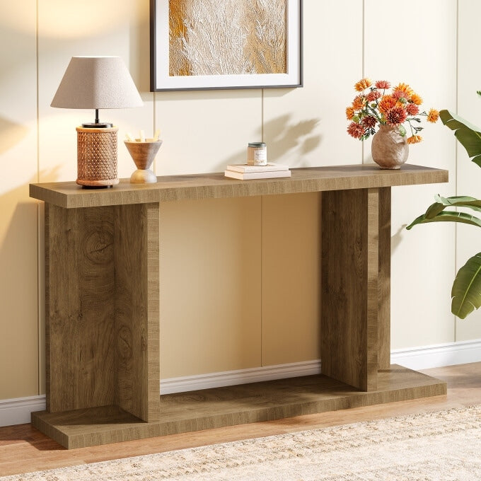 Farmhouse 55 Inch Wood Console Table For Hallway Living Room Foyer
