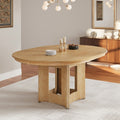 Farmhouse 57.1 Extendable Round Dining Table With Solid Wood Frame And Elegant Pedestal Legs For Gatherings