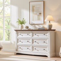 Farmhouse 6 Drawer Dresser For Bedroom Wood Rustic Chest Of Drawers