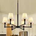 Farmhouse 6 Light Chandelier With White Fabric Shades For Dining Room Living Room Bedroom