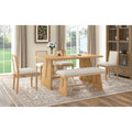 Farmhouse 6 Piece Rectangular Dining Table Set With 4 Upholstered Chairs And 1 Bench For Kitchen Dining Room