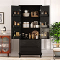 Farmhouse 70 Tall Kitchen Pantry Cabinet Freestanding Wooden Kitchen Cupboard With 6 Door Shelves And 3 Drawers