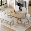 Farmhouse 76 Inch Extendable Dining Table Set With Removable Leaf And Upholstered Chairs For Versatile Entertaining