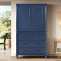 Farmhouse 77.3 Tall Kitchen Pantry Cabinet With 5 Drawers 6 Door Shelves 2 Adjustable Shelves