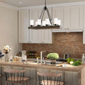 8 Light Rectangle Island Lighting Pendant Wood Chandelier