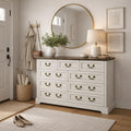 Farmhouse 9 Drawer Dresser Rustic Wooden Chest Of Drawers With Metal Handles Wide Storage Dresser Tv Stand
