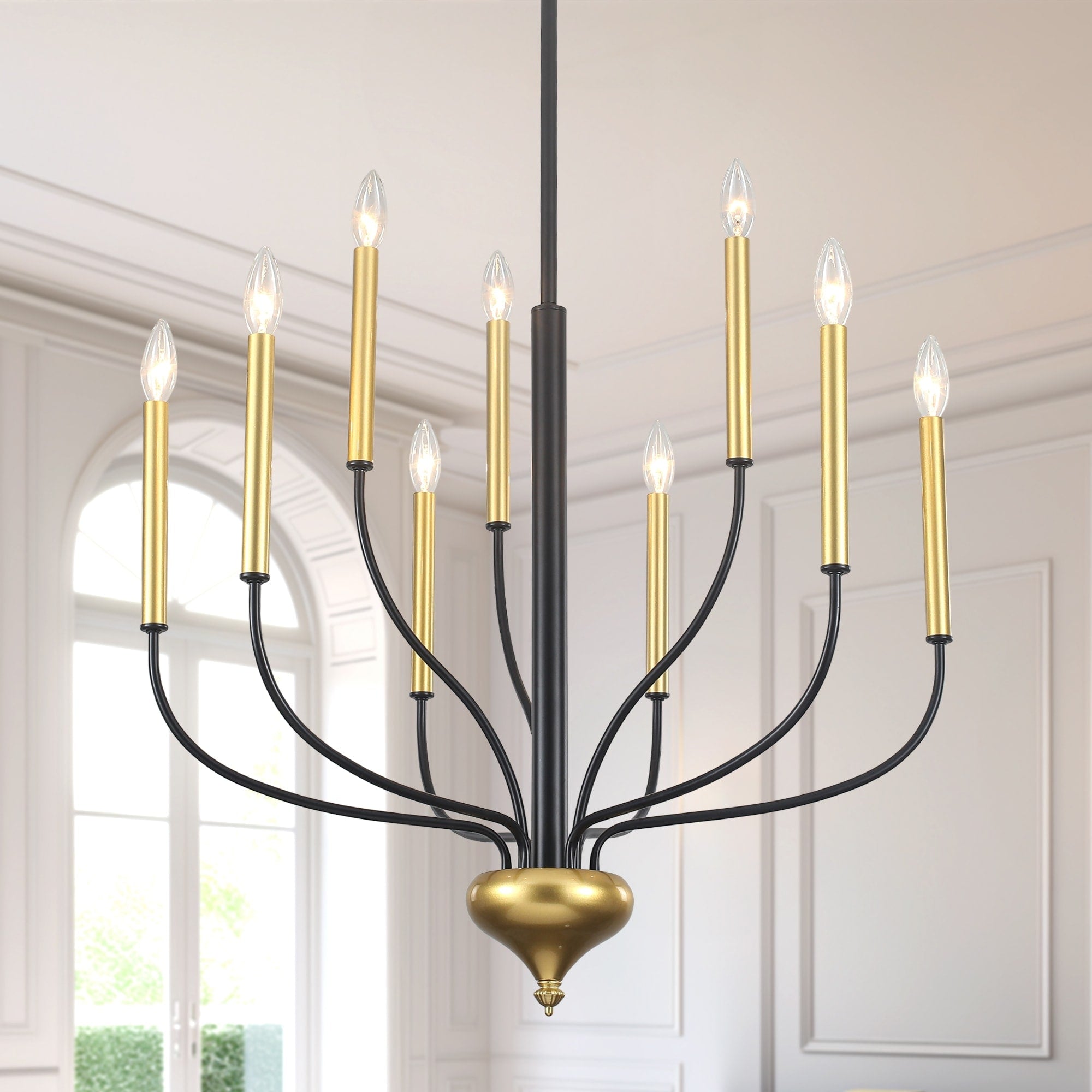Farmhouse 9 Light Candle Style Large Chandelier For Dining Room Living Room
