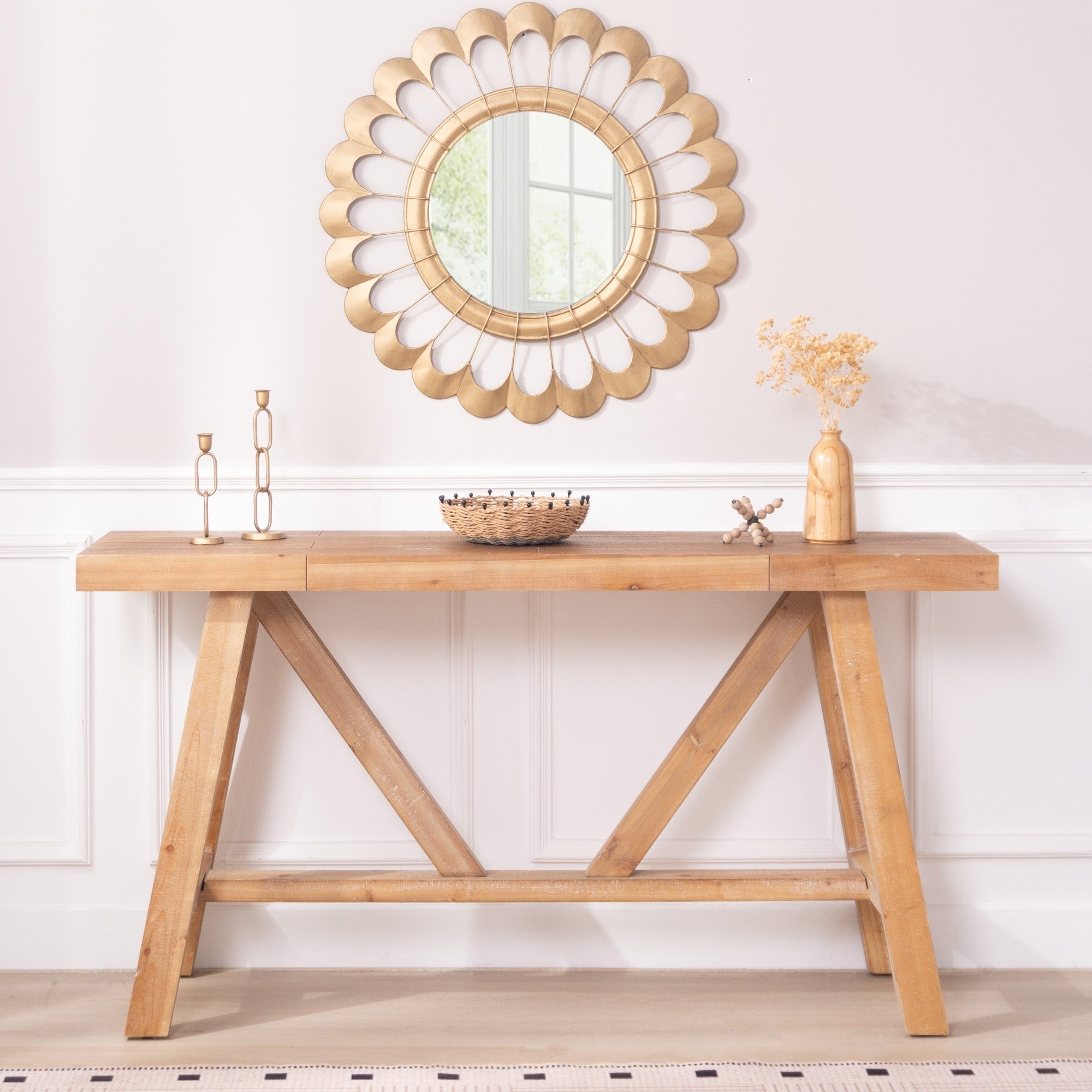 Farmhouse A Frame Wood Console Table