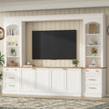 Farmhouse Arched Entertainment Center With Bookshelf For Tvs Up To 70