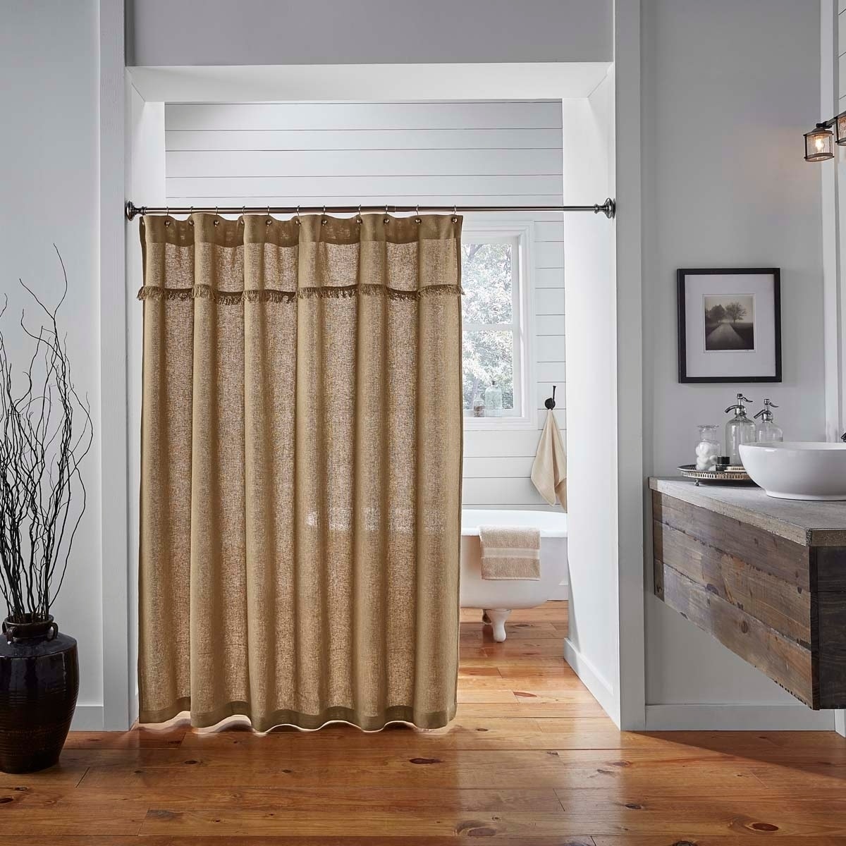 Cotton Burlap Shower Curtain