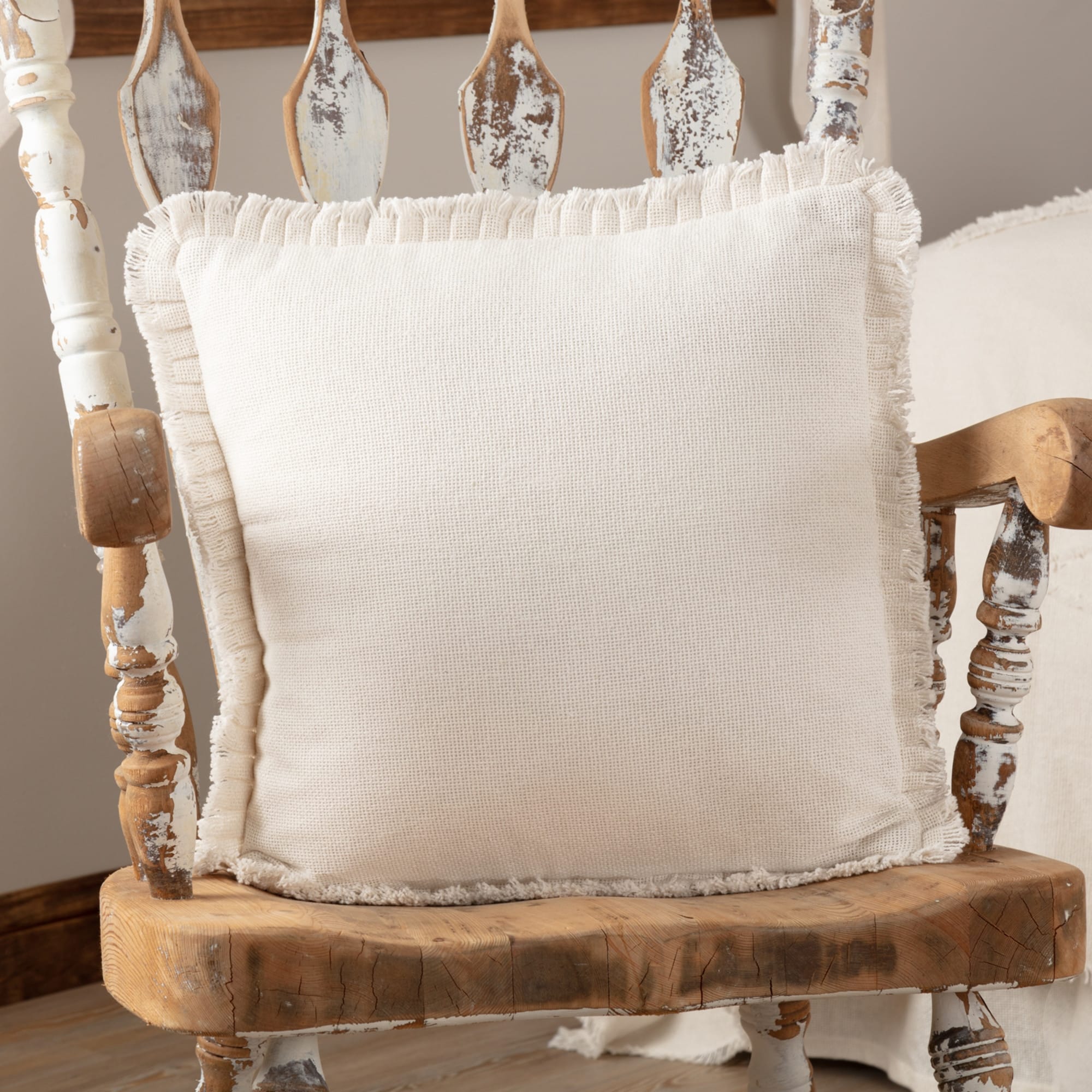 Farmhouse Bedding Veranda Burlap Tan 18X18 Pillow Cotton Solid Color Cotton Burlap Pillow Cover Pillow Insert Square