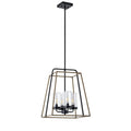 Farmhouse Black Metal Cage 4 Light Pendant Ceiling Light For Entryway And Foyer